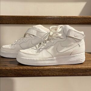 Nike White Mid-Top Leather Sneakers
